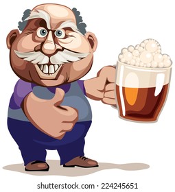 Senior man with glass of beer. Eps8 CMYK Organized by layers Gradients free