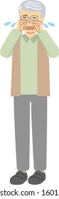 Senior man with glasses crying