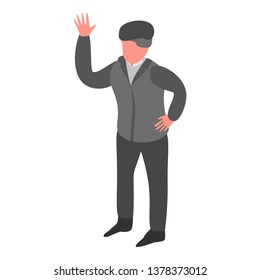 Senior man hand up icon. Isometric of senior man hand up vector icon for web design isolated on white background