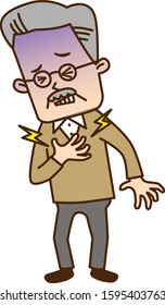 Senior man with heart and chest pain
