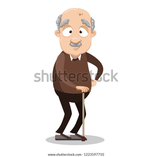 Senior Man Holding Walking Cane Isolated Stock Vector (Royalty Free ...