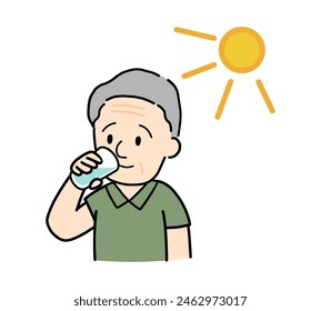 Un hombre mayor hidratándose.