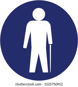Senior Man Icon Isolated on Blue Background. Simple Vector Illustration