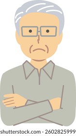 Senior man illustration in thinking pose