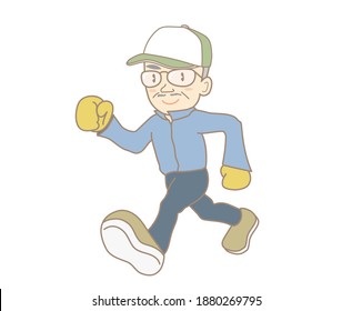 Senior man jogging image - Person material made of vector