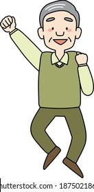 Senior man jumping in air with joy
