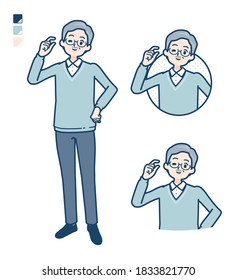 Senior Man with Just a bit Hand sign images.
It's vector art so it's easy to edit.
