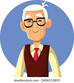 
Senior Man of Korean Ethnicity Character Vector Cartoon illustration. Retired citizen smiling being relaxed and healthy
