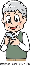 Hombre mayor mirando un smartphone