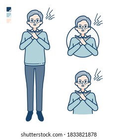 Senior Man with Making a Cross with arms images.
It's vector art so it's easy to edit.
