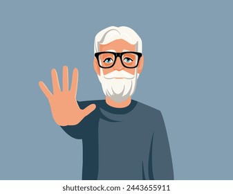 
Senior Man Making a Halt Gesture vector Cartoon Illustration. Unhappy old grandpa feeling frustrated and annoyed 
