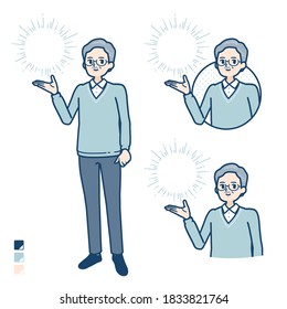 Senior Man with Manipulating light images.
It's vector art so it's easy to edit.
