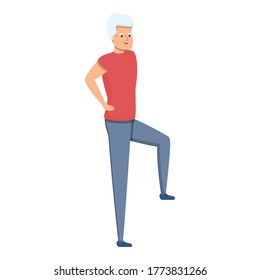 Senior man morning exercise icon. Cartoon of senior man morning exercise vector icon for web design isolated on white background