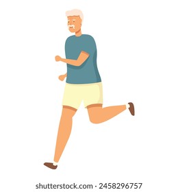 Senior man morning run icon cartoon vector. Person workout. Active adult