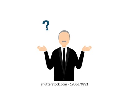 Senior man in mourning, doubt