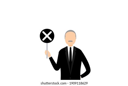Senior man in mourning, mistake