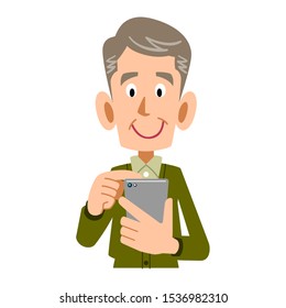 Senior man operating mobile phone