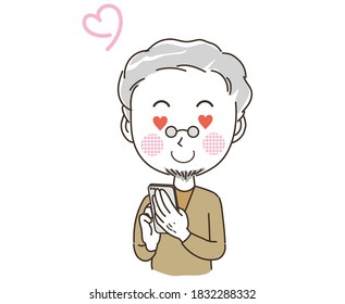 A senior man operating a mobile phone - Love