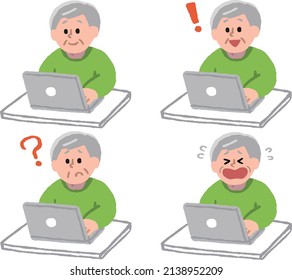 Senior man operating a personal computer