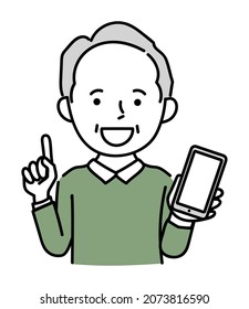 Hombre mayor operando un smartphone
