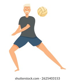 Senior man is playing beach volleyball, demonstrating the importance of staying active and fit in retirement