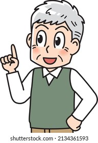 Hombre mayor apuntando con una sonrisa