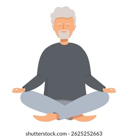Senior man practicing yoga, meditating in lotus position, enjoying active lifestyle after retirement
