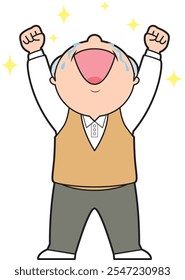 Senior man raising his hands in joy