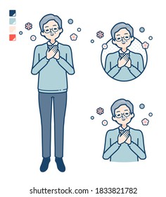 Senior Man mit Rest-Bildern.Es ist Vektorkunst, sodass es leicht zu bearbeiten ist.