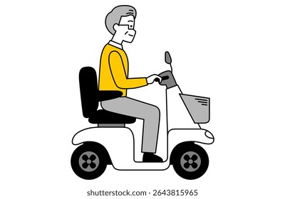 Senior man riding a power-operated vehicle