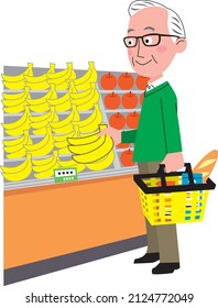 A senior man is shopping at the store.
