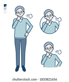 Senior Man with Sighing images.
It's vector art so it's easy to edit.
