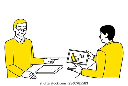 Senior man smiling after consulting with a tax attorney about tax planning., Vector Illustration