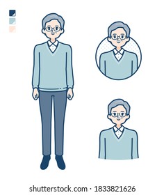 Senior Man with Smiling images.
It's vector art so it's easy to edit.

