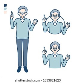 Senior Man with speaking image.
It's vector art so it's easy to edit.
