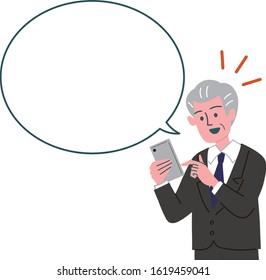 senior man suits smartphone gesture