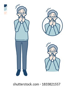 Senior Man with surprised images.
It's vector art so it's easy to edit.

