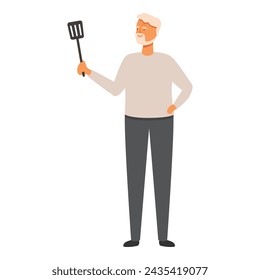Älterer Mann nehmen Werkzeug-Ikone Cartoon Vektor. Kochen von Küchenessen. Soziale Person