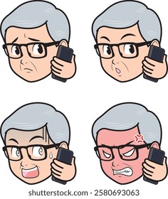 Senior man talking on smartphone