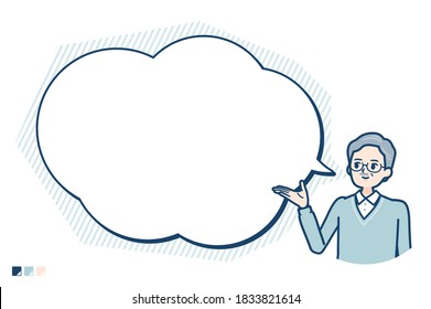 Senior Man with text balloon navigation image.It's vector art so it's easy to edit.