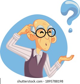 Senior Man Thinking Having Many Questions. Grandfather scratching his head trying to remember
