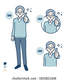Senior Man with Thumbs up images.
It's vector art so it's easy to edit.

