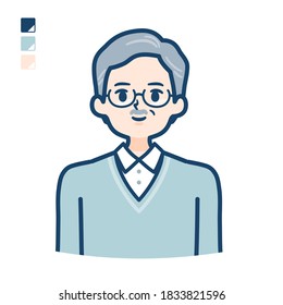 Senior Man with upper body image.
It's vector art so it's easy to edit.
