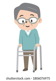 Senior man using a walker