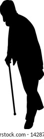 a senior man walking body silhouette vector
