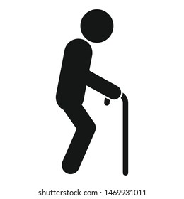 Senior man walking stick icon. Simple illustration of senior man walking stick vector icon for web design isolated on white background
