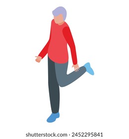 Senior man warm up icon isometric vector. Running outdoor. Happy workout