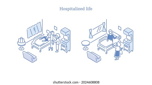 Hombre mayor viendo televisión con comida hospitalizada