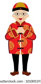 Senior Man Wearing Chinese National costume - Front view