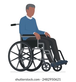 Senior man in a wheelchair, senior care concept, isolated